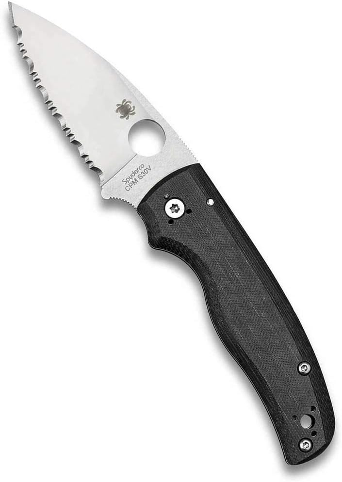 Spyderco Shaman Signature Knife with 3.58″ CPM S30V Black Steel Blade and Black Matte-Finished G-10 Handle – PlainEdge –