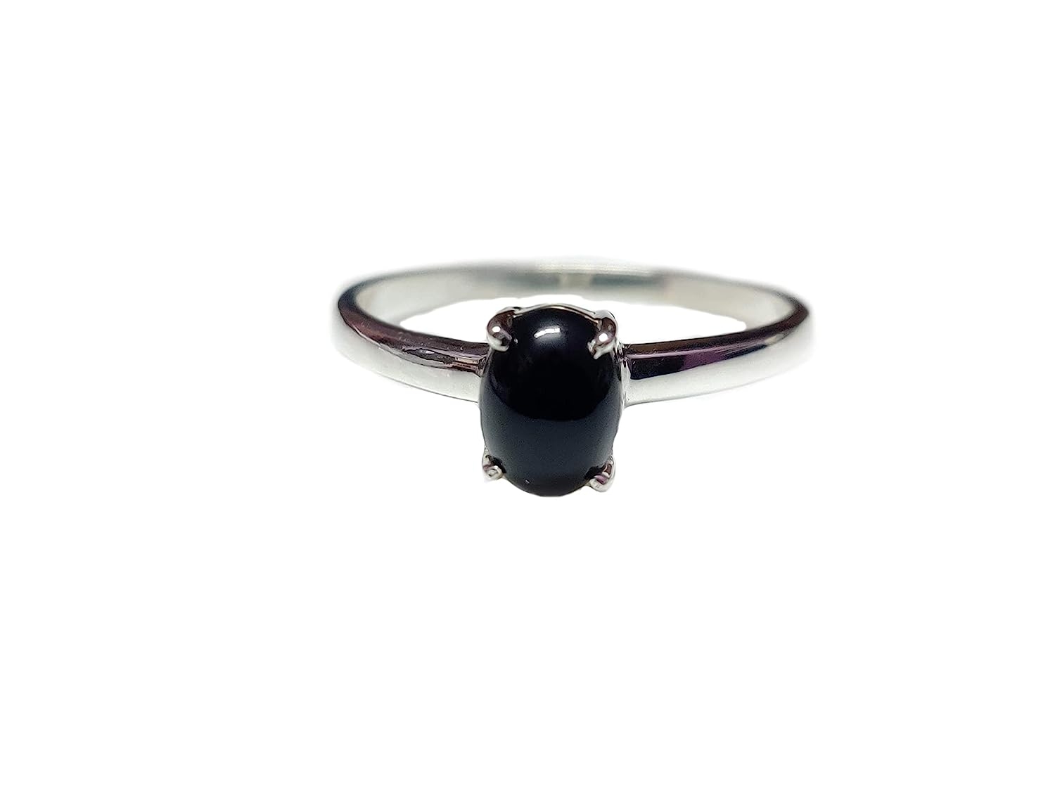 Silver Black Onyx Ring Black Oynx Minimalist Band 925 Silver Black Onyx Ring Black Gemstone Band (8)   import Single ASIN
