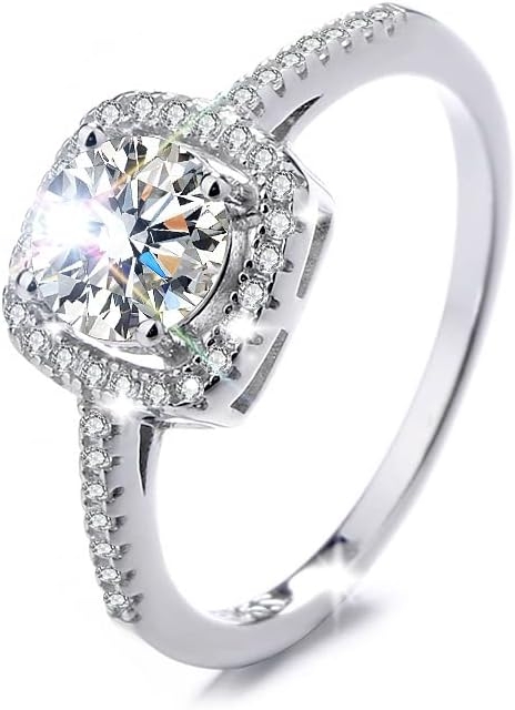 1.NO Anillo de plata esterlina S925 de lujo con borde cuadrado redondo de diamantes simulados, moda creativa, anillo de