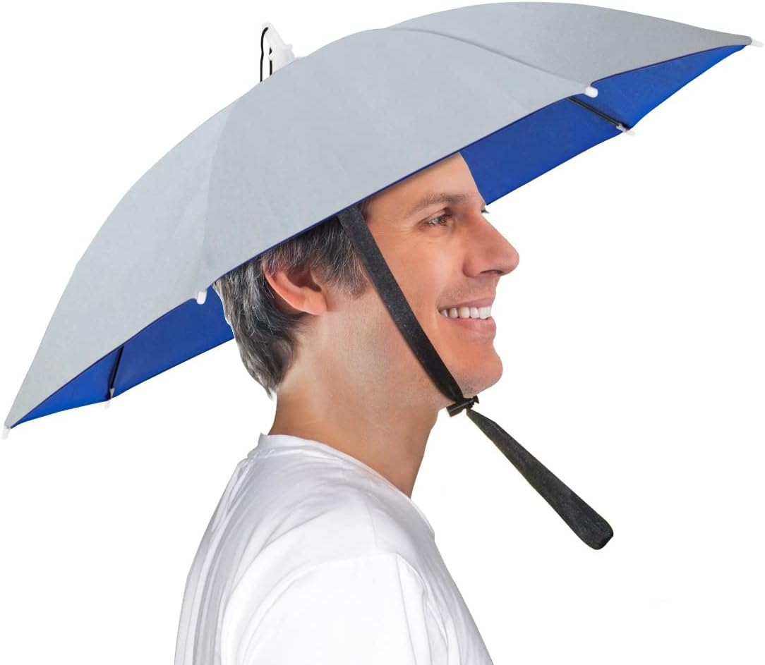 Kilobey Umbrella Hat, 25 inch Small Hands Free Umbrella Cap for Adults & Kids, 7-Ribs UV Protection Waterproof Foldable Headwear
