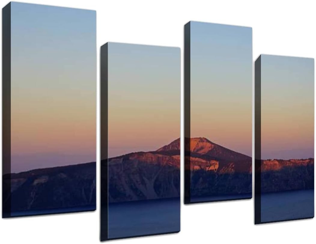 AEEZVMXNYG 4 Piece Canvas Wall Art Mt Hood Reflections durring Sunrise Framed Hanging Painting Posters Modern Artwork Home Decor