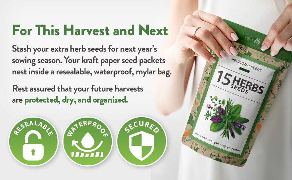 Bugout bag prepper food preper herbs to grow, survivalist seed vault, fresh seed packets gardening