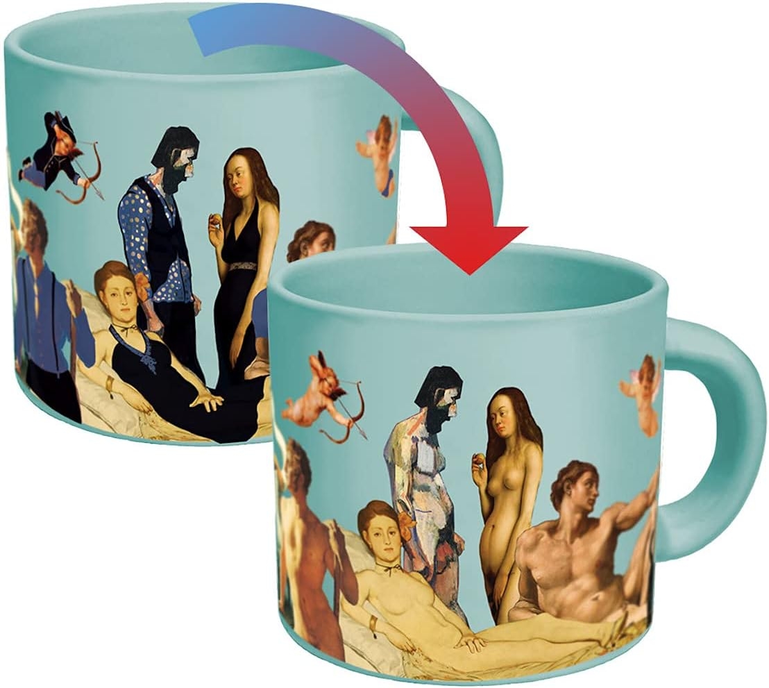 Great Nudes Heat Changing Coffee Mug – Add Hot Liquid and Watch the Figures Change From Prudes to Nudes – Comes in a Fun Gift