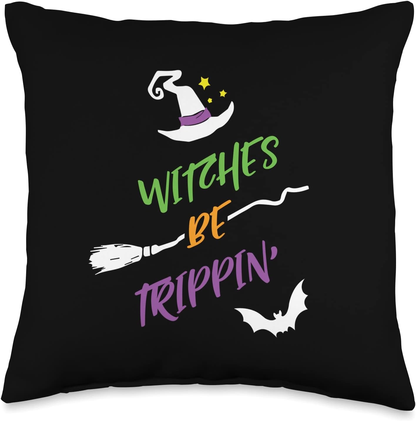 Halloween Witches Be Funny Witcht Witches Be Trippin’ Funny Halloween Magic Spell Throw Pillow, 18×18, Multicolor   price