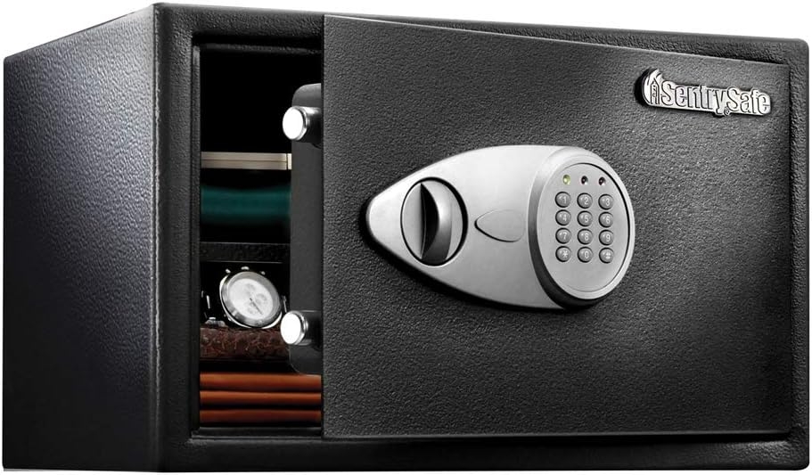 SentrySafe Security Safe with Digital Keypad Lock, Steel Safe with Interior Lining and Bolt Down Kit, California DOJ Certified