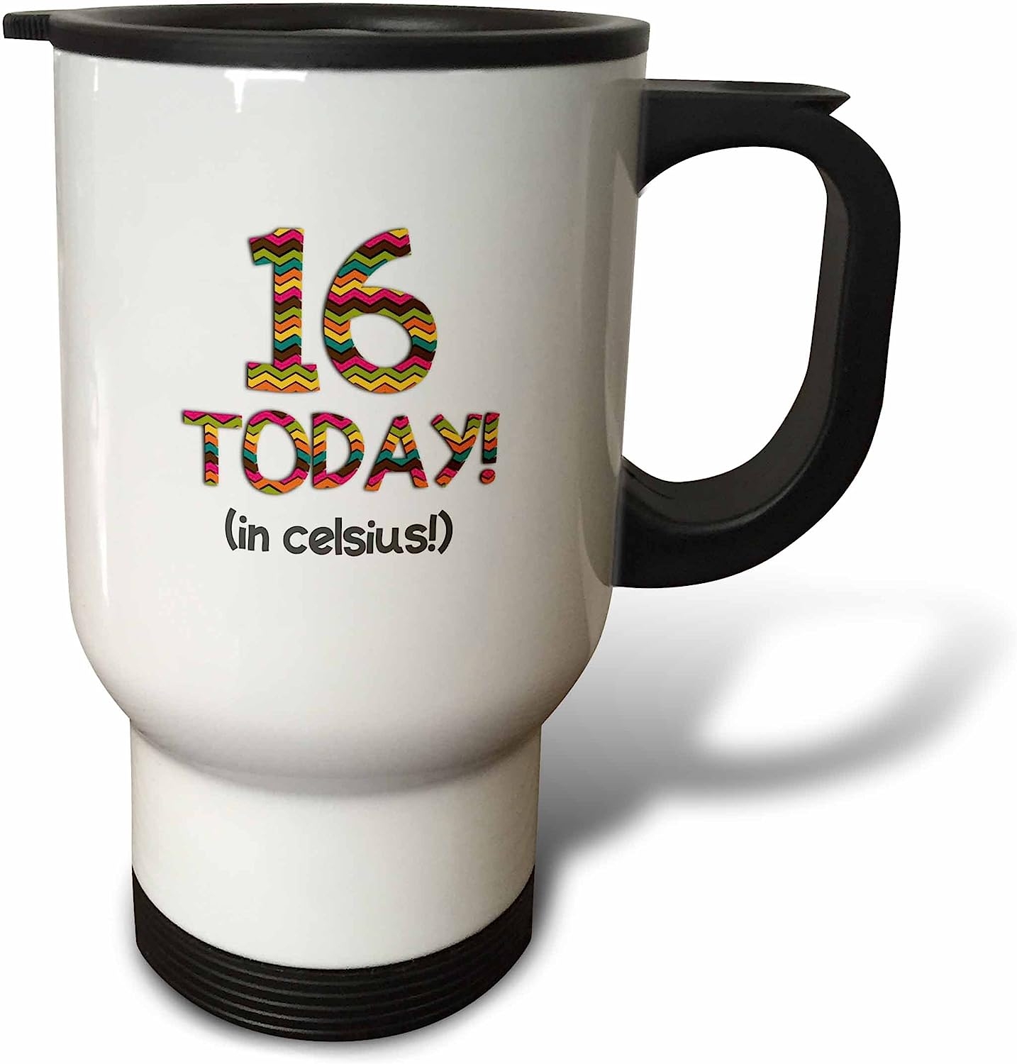 3dRose 16 Today in Celsius Funny 60Th Birthday 16C Is 60 in Fahrenheit Travel Mug, 14-Ounce, Stainless Steel