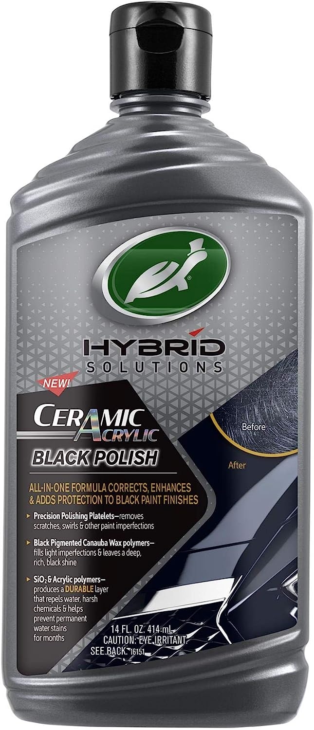 Turtle Wax 53448 Hybrid Solutions Ceramic Acrylic Black Polish and Wax Formulated for Black Car Paint, Removes Surface Scratches