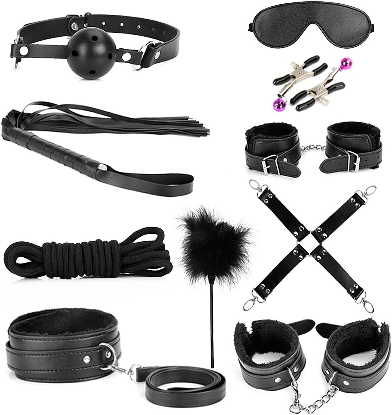 Bondage Kit, 10 Piece Set Love Cuffs, Black   price checker   price checker Description Gallery Reviews Variations Additional
