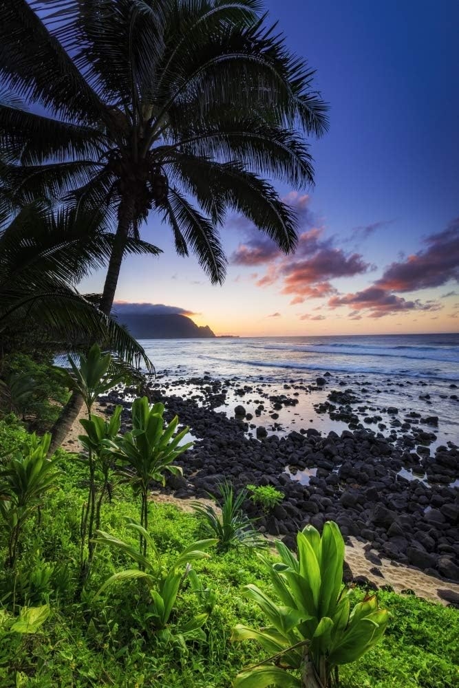 Posterazzi PDDUS12RBS0542LARGE Sunset Over The Na Pali Coast from Hideaways Beach, Princeville, Kauai, Hawaii, USA Photo Print,