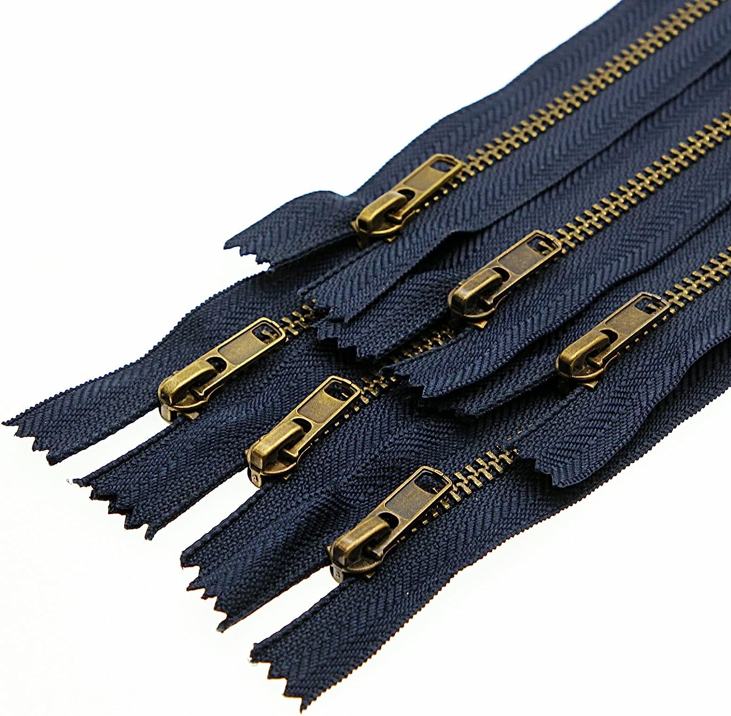 4 9 Inch Metal Zipper Close End Zipper Navy 23 cm Brass Zipper for Sewing Jeans Crafts Bag Pocket Pack of 6 pcs Leekayer  