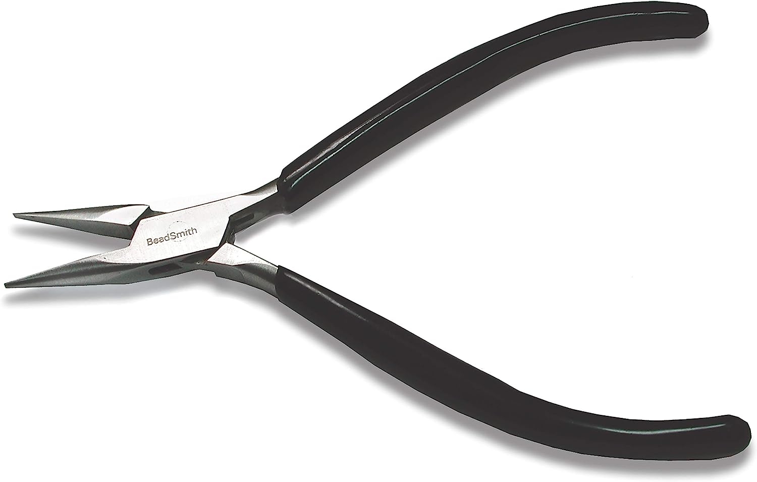 The Beadsmith Suuper-Fine Chain Nose Pliers, 4.5 inches (115mm) with Polished Steel Head, Black PVC Comfort Grip Handle Without