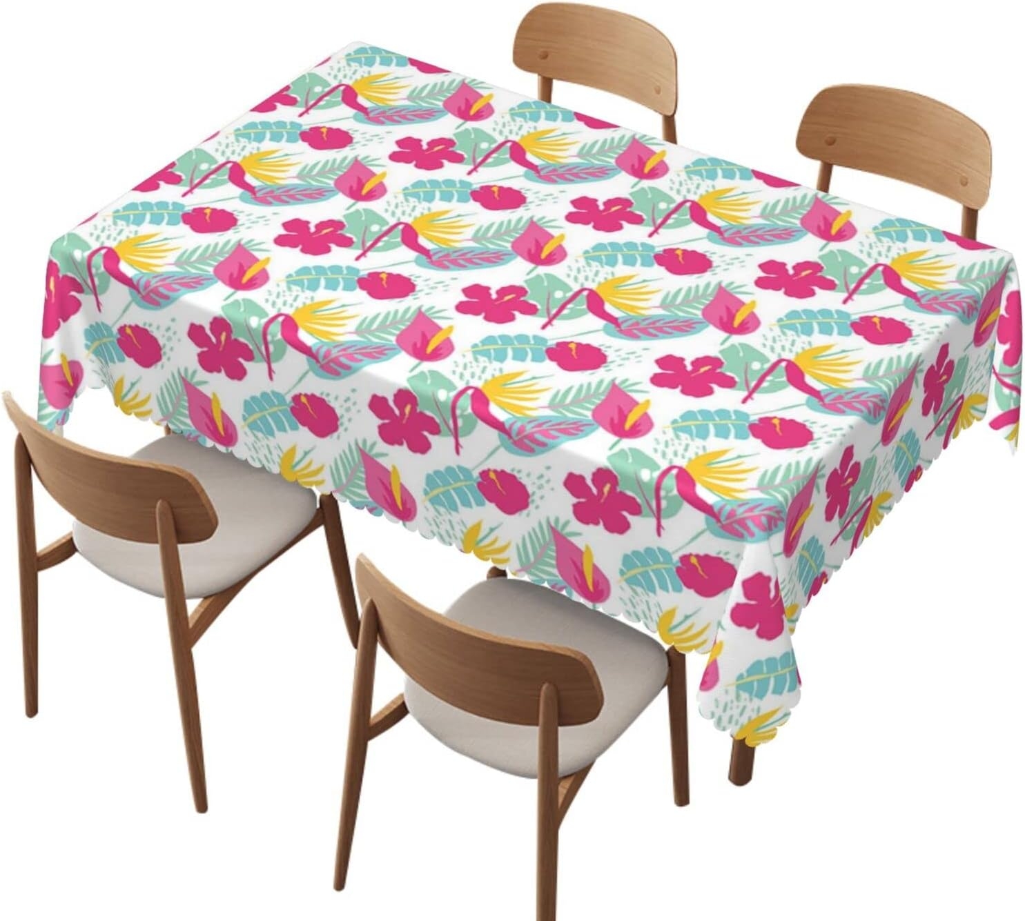 Tropical tablecloth, 60×104 inch, Waterproof Stain Wrinkle Resistant Table Cloth, for kitchen camping birthday dining dinner