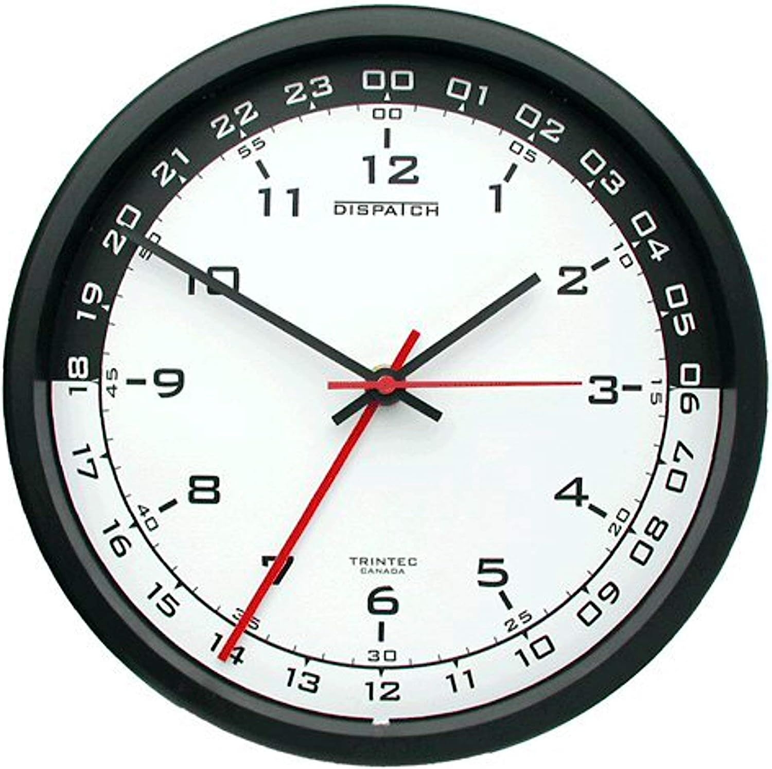 Trintec 12 & 24 Hour Military Time Swl Zulu Time 24hr Wall Clock 10″ – White Dial with Black Moon DSP03   price checker  
