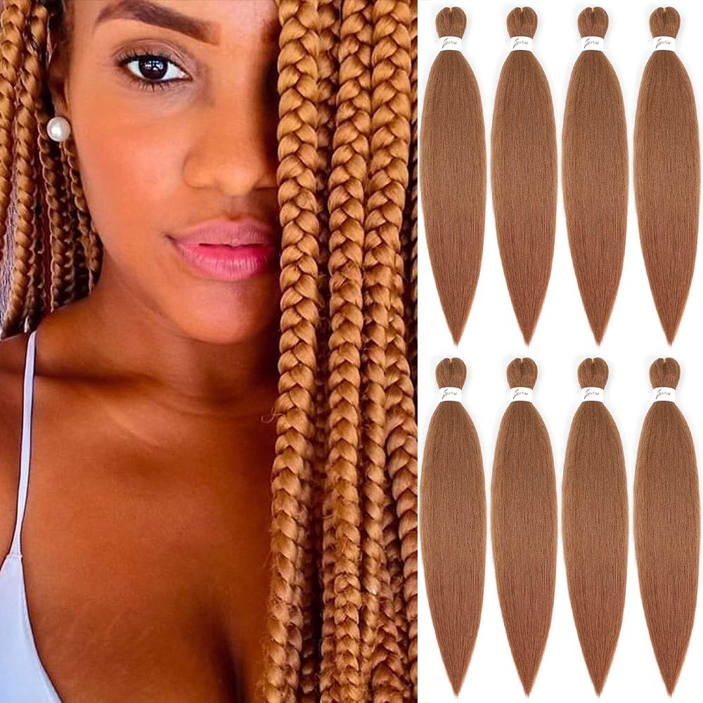 [MULTI PACKS DEAL] Spetra Pre-Stretched Braiding Hair 8 Bundles 24 Inch Auburn Brown- Synthetic Crochet Braids Natural and Soft