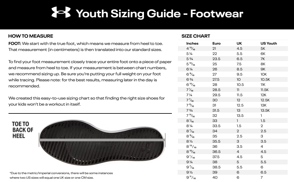 Youth Size Guide - Footwear