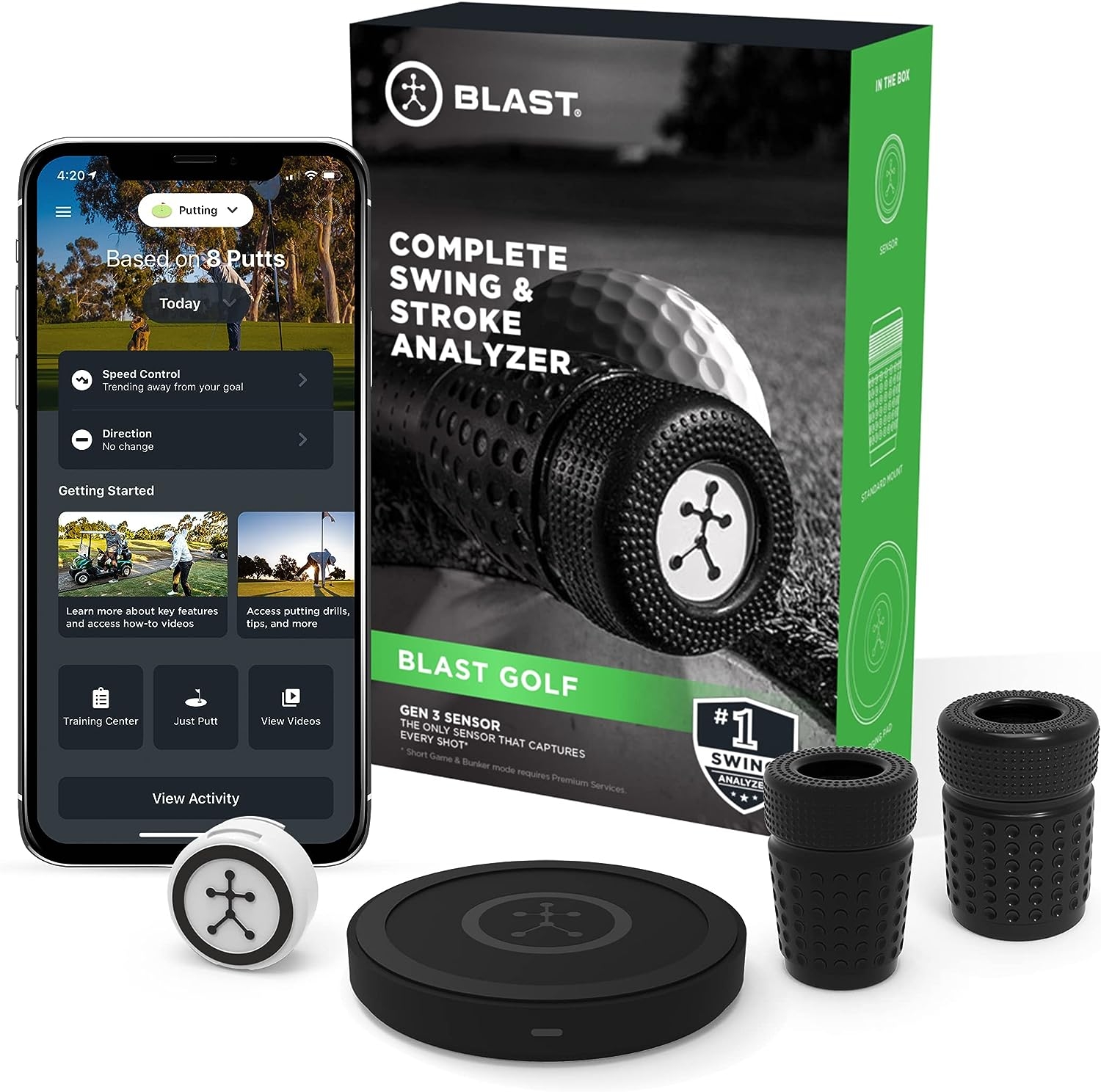Blast Golf – Swing and Stroke Analyzer (Sensor) I Captures Putting, Full Swing, Short Game and Bunker Modes, Air Swing Mode,