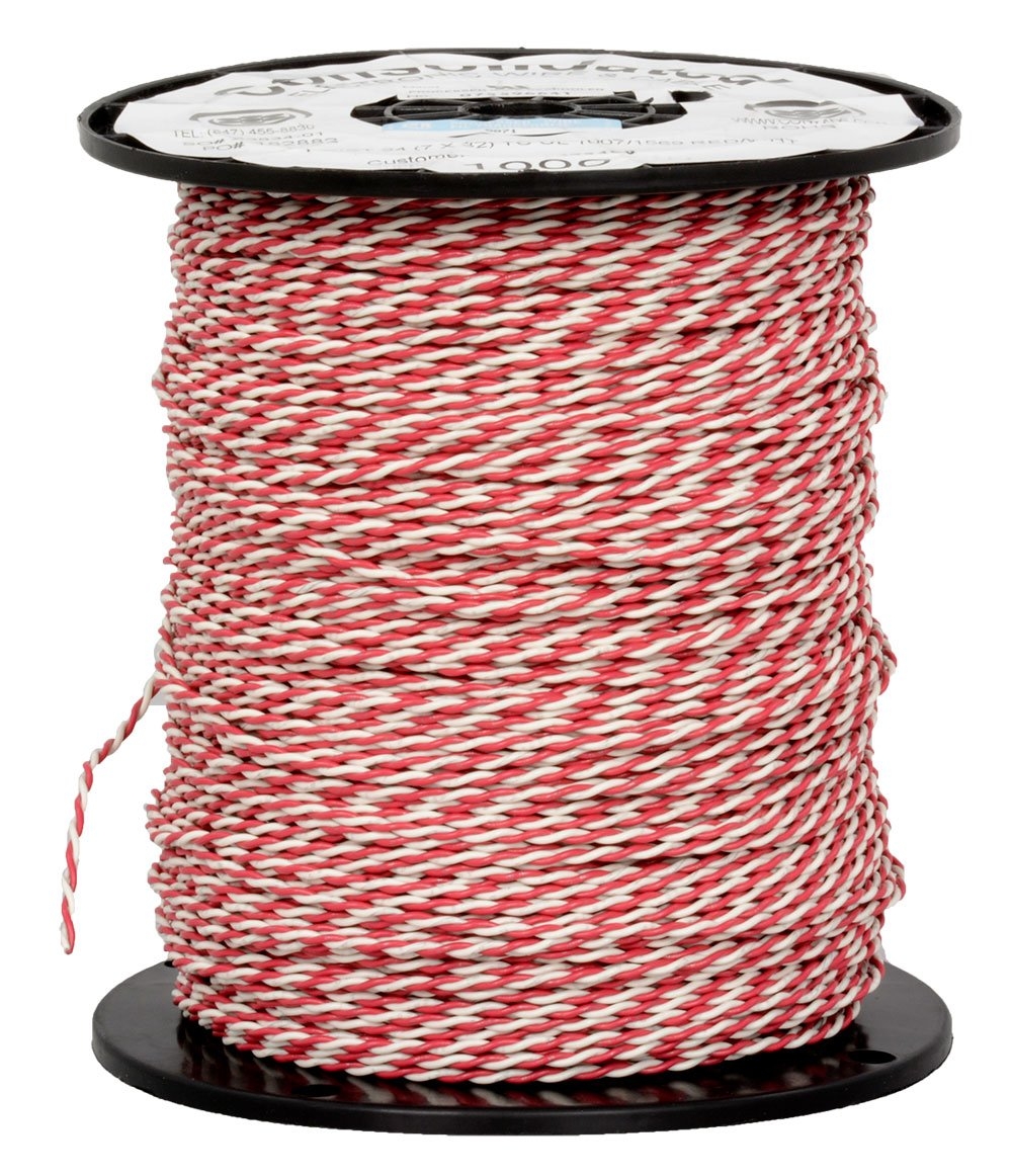 Jameco Valuepro BX13-68251 Stranded Twisted Pair Hook-Up Wire, 24 AWG, 300V, 1000′ L, Red/White   price checker   price