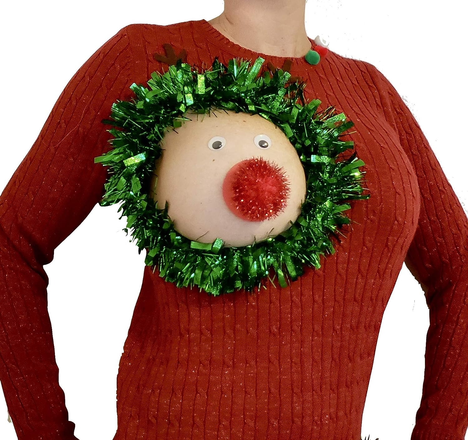 Ugly Christmas Sweater, Reindeer Boob, Women’s MEDIUM, Christmas, reindeer, breast, sexy, novelty, pasties   price checker  