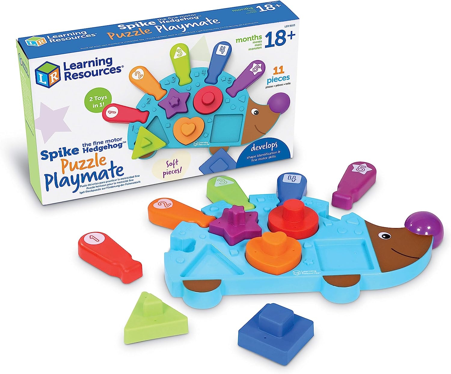 Learning Resources Spike The Fine Motor Hedgehog – 14 Pieces, Ages 18+ months Toddler Learning Toys, Fine Motor and Sensory