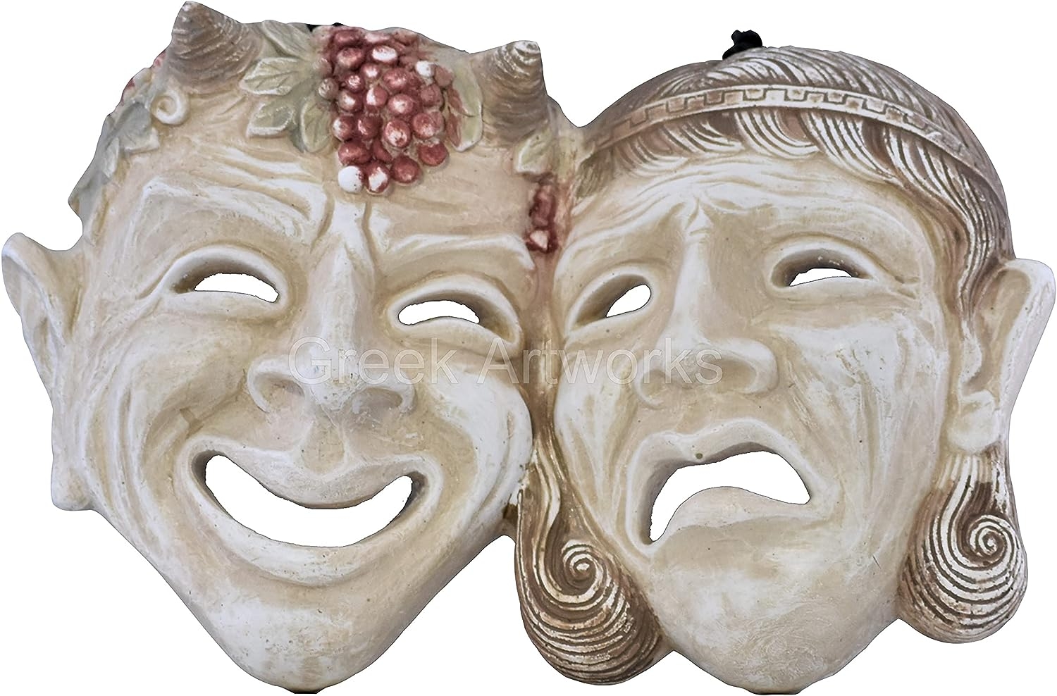 Generic Mask Comedy and Tragedy Happy Sad Greek Theater Symbol Wall Décor Cast Stone, Height: 19 cm (7.48 inches)   price