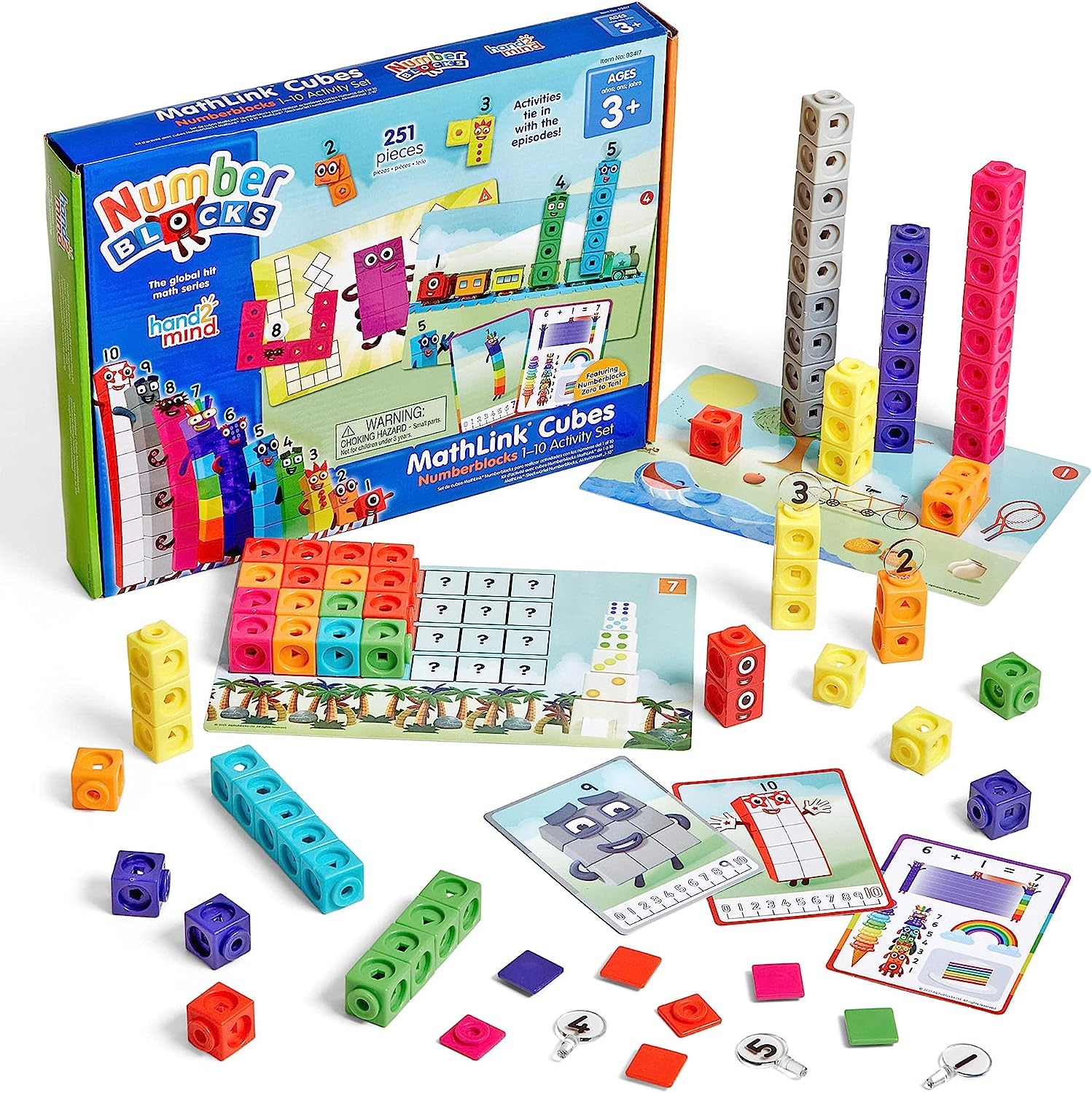 hand2mind MathLink Cubes Numberblocks 1-10 Activity Set, 30 Preschool Learning Activities, Building Blocks for Toddlers 3-5,