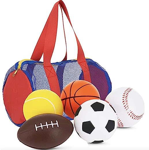 Balls for Kids, Toddler Sports Toys – Set of 5 Foam Sports Balls + FREE Bag – Perfect for Small Hands to grab – Ball Toys for Toddlers 1-3, Foam…