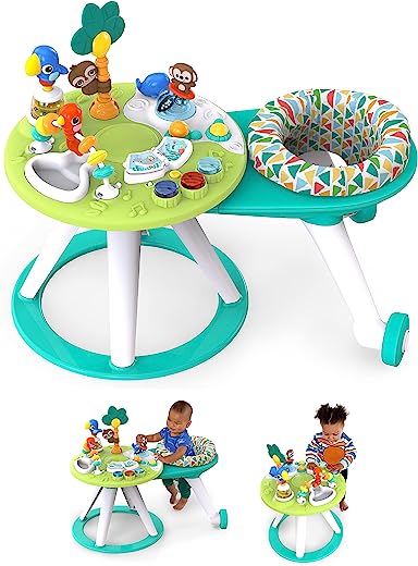 Bright Starts Around We Go 2-in-1 Walk-Around Baby Activity Center & Table, Tropic Cool, Ages 6 Months+