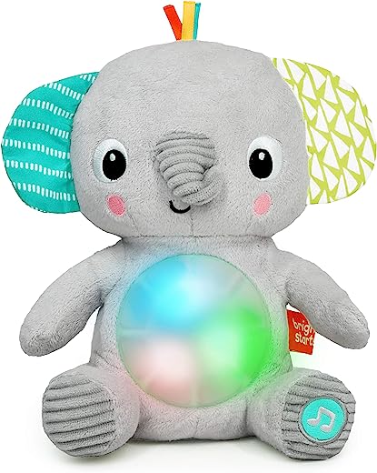 Bright Starts HugaBye Baby Musical Light Up Soft Toy​ Newborn+, Elephant