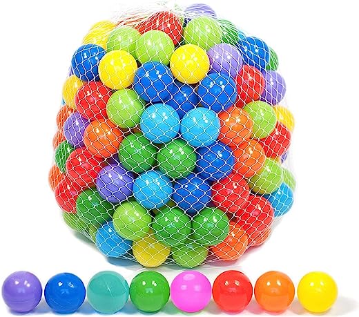 Playz 500 Soft Plastic Mini Ball Pit Balls w/ 8 Vibrant Colors – Crush Proof, Non Toxic, Safe Assorted Bulk Plastic Balls for Toddler, Baby & Kids…