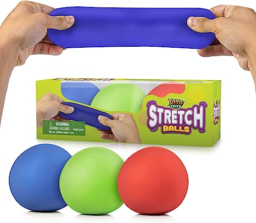 Pull, Stretch and Squeeze Stress Balls by YoYa Toys – 3 Pack – Elastic Construction Sensory Balls – Ideal for Stress and Anxiety Relief, Special…