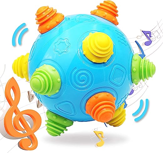 VANLINNY Toddlers Baby Music Shake Ball Toy Bumble Ball for Babies,Dancing Bumpy Interactive Sounds Crawl Infants Toy, Best Bouncing Sensory…