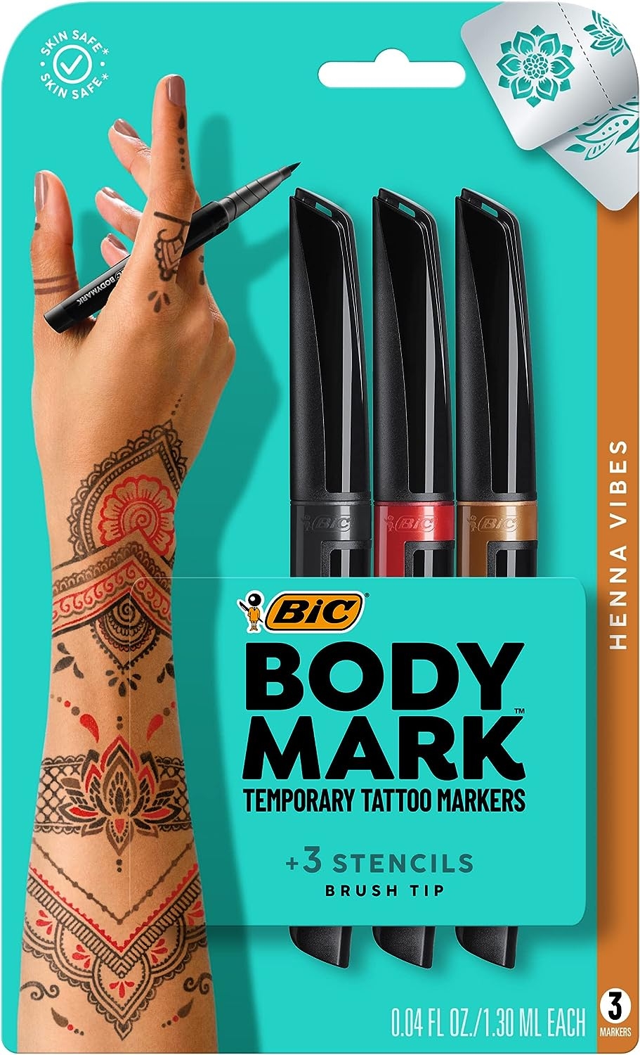 BIC BodyMark Temporary Tattoo Markers for Skin, Pride Pack, Flexible Brush Tip, 11-Count Pack of Assorted Colors, Skin-Safe*,