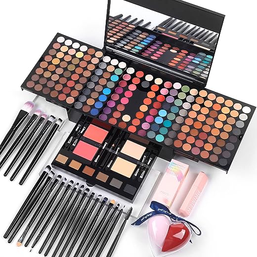 Makeup Gift Sets For Women – 190 Colors Makeup Palette Include Eyeshadow, Blushes, Eyebrow Powder, Eyeliner Pencil, Mirror + 20 Pcs Makeup Brushes…