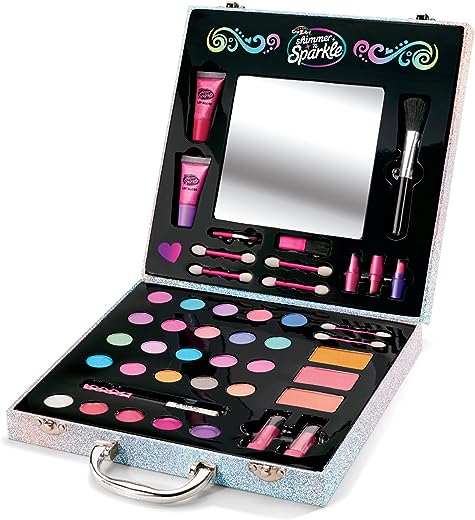 Shimmer ‘n Sparkle Glitter Makeover Studio Beauty Kit – All-in-One Beauty for Eye, Cheeks and Lips for Ages 8 and Up